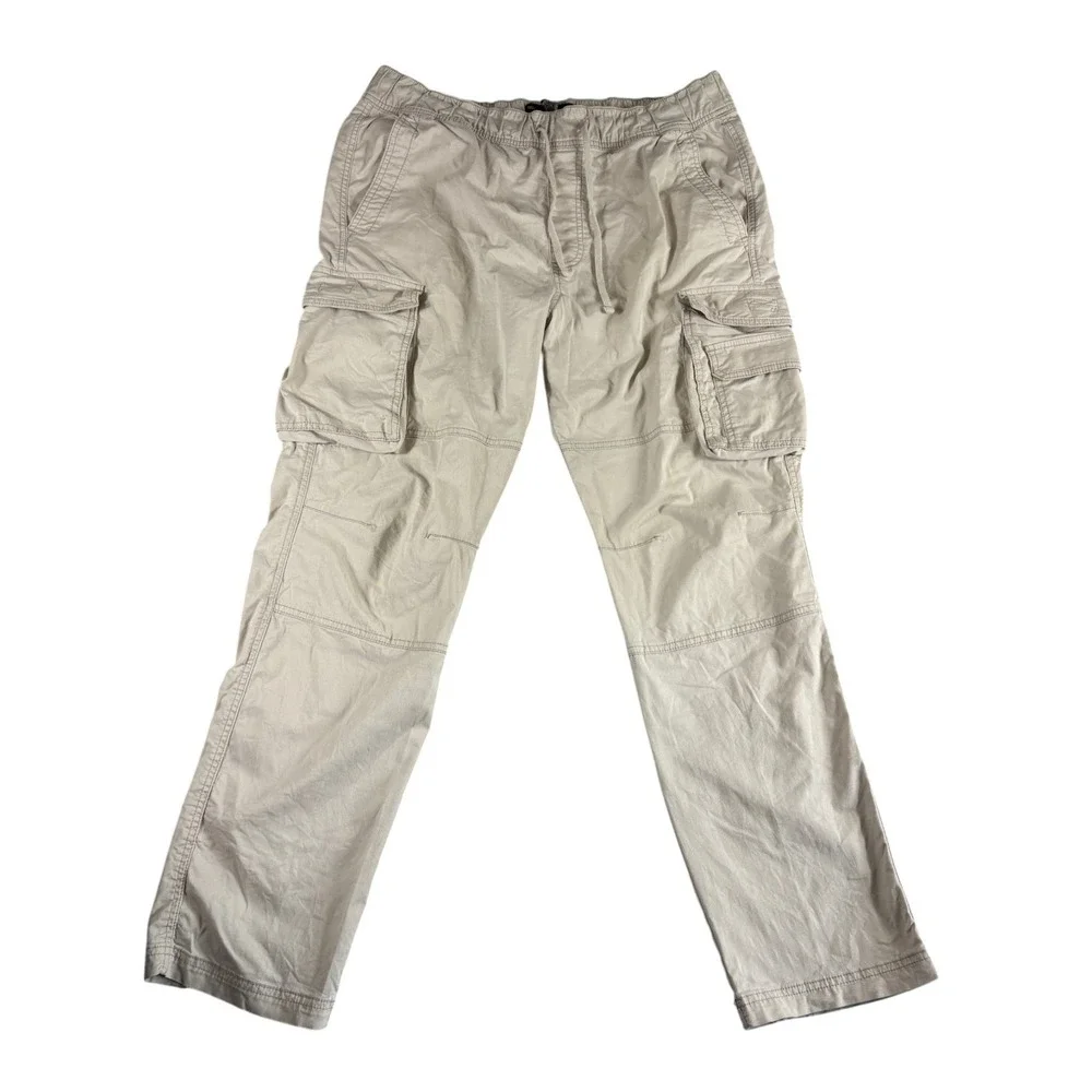 Hollister Epic Flex Cargo Pants Mens XL Tan Khaki Stretch Rugged Slim Straight